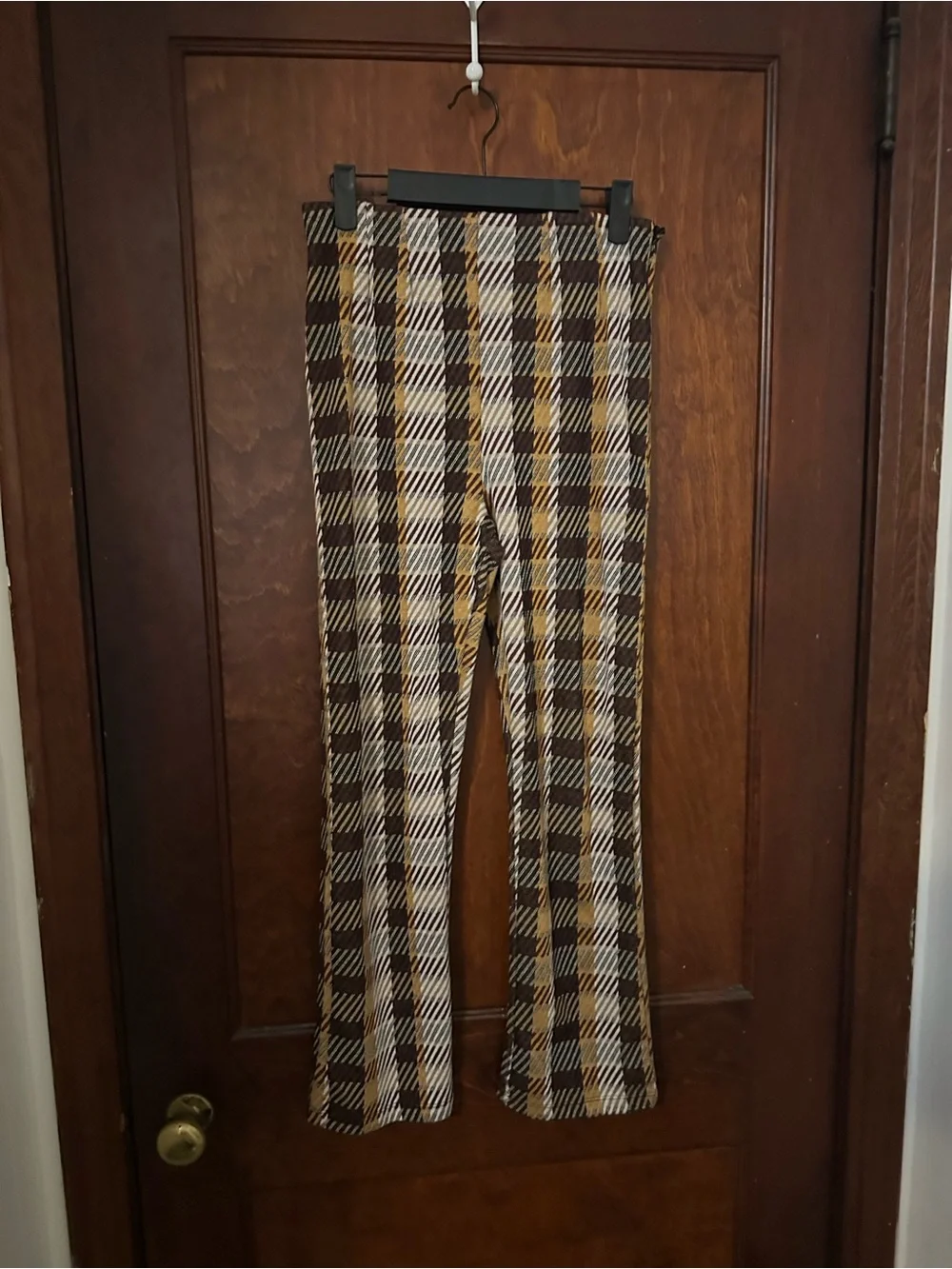 Free People Clean Cropped Flare Pants Plaid Size 4